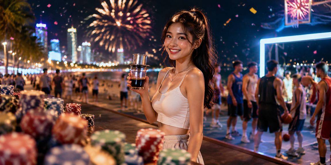 Phan Thiết xem bóng rổ và ghi chú cá cược tại không gian cà phê